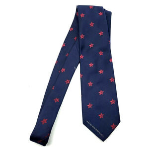 Patriotic Silk Blend Tie Blue with Red Stars Made In USA 57"